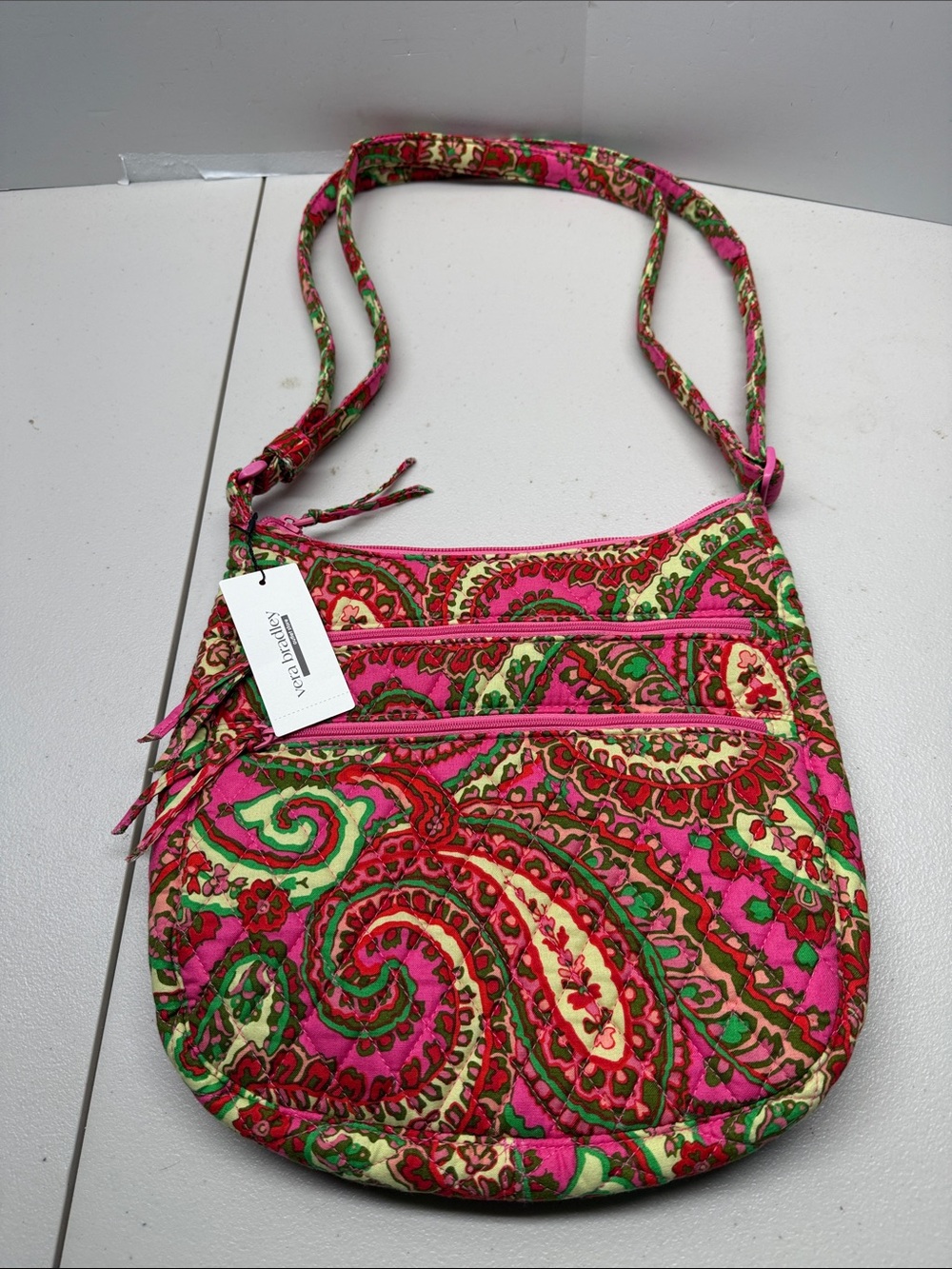 Vera Bradley Hot Pink & Green Paisley Quilted Crossbody. NWT